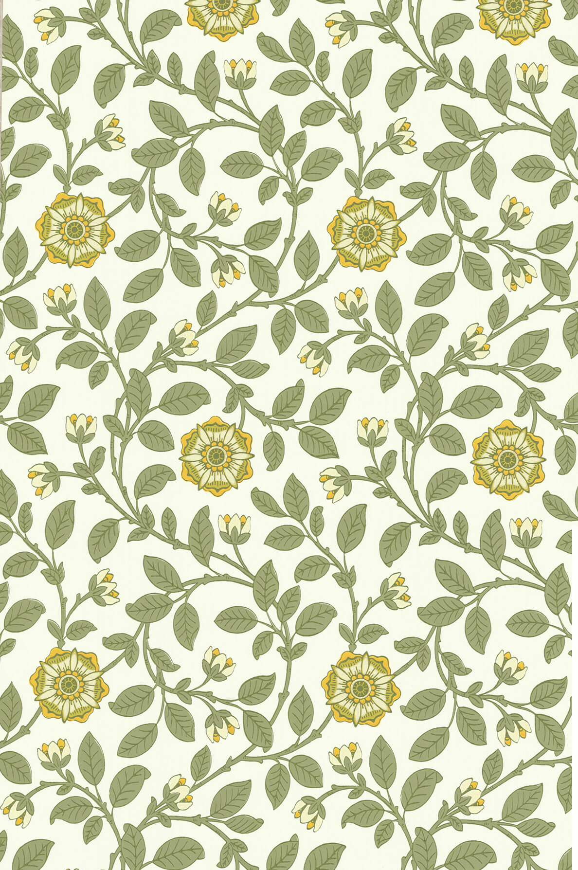 Papier peint fleurs jaunes Stitch Highland - Little Greene